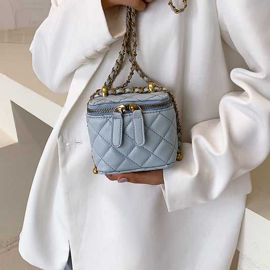 Lingge Chain Bucket Bag Women Fashion Messenger Bag High Sense Shoulder Bag