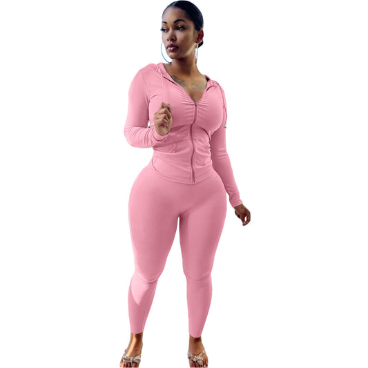 Fitted Stretchy Hooded 2 piece sets