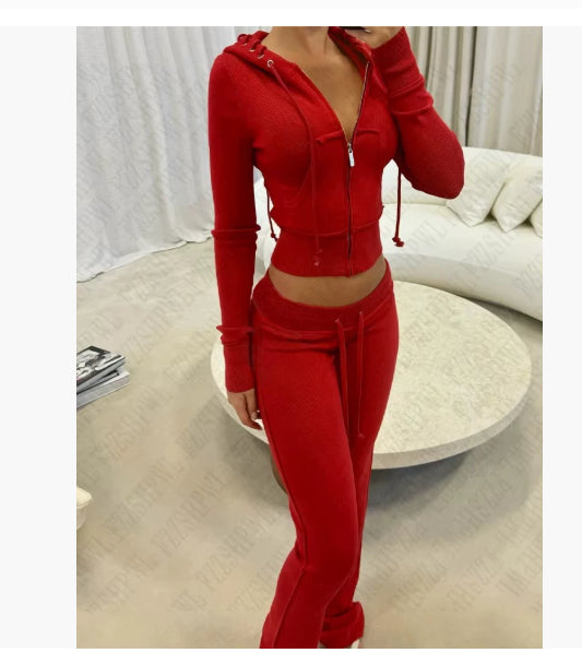 Form Fitting Patchwork Casual Bottoms 2 Piece sets